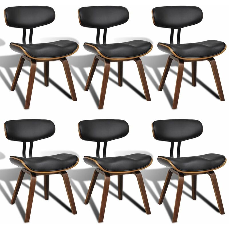 

Sillas de comedor 6 unidades madera curvada y cuero artificial