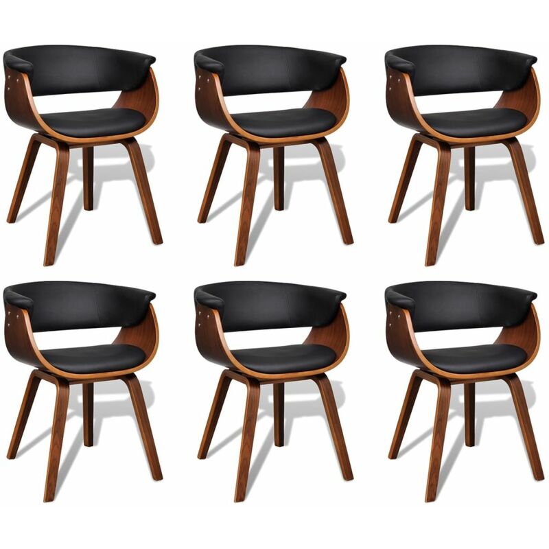 

BHD - Sillas de comedor 6 unidades madera curvada y cuero artificial