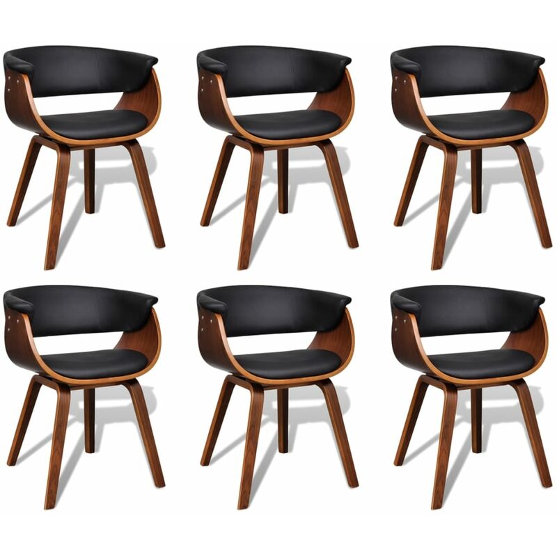 

Sillas de comedor 6 unidades madera curvada y cuero artificial - Marrón