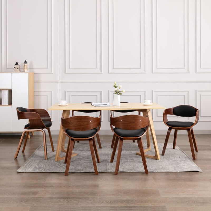 

Sillas de comedor 6 unidades madera curvada y cuero sintético