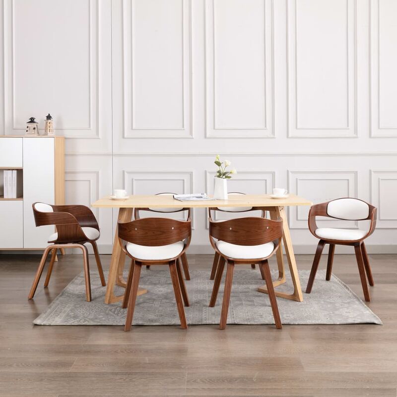 

Sillas de comedor 6 unidades madera curvada y cuero sintético