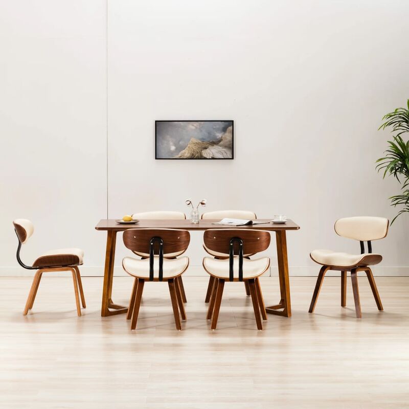 

Sillas de comedor 6 unidades madera curvada y cuero sintético