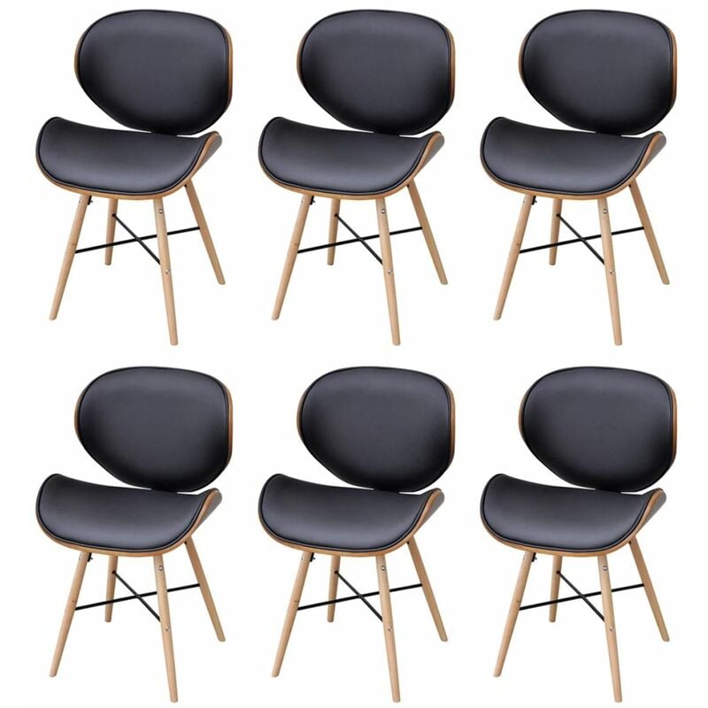 

Sillas de comedor 6 unidades madera curvada y cuero sintético