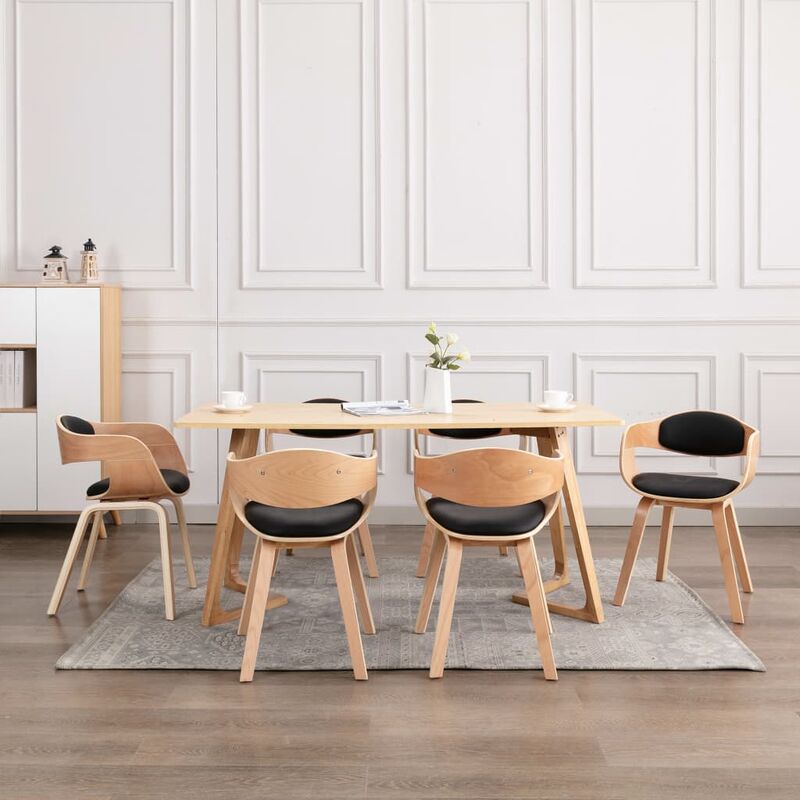 

Sillas de comedor 6 unidades madera curvada y cuero sintético