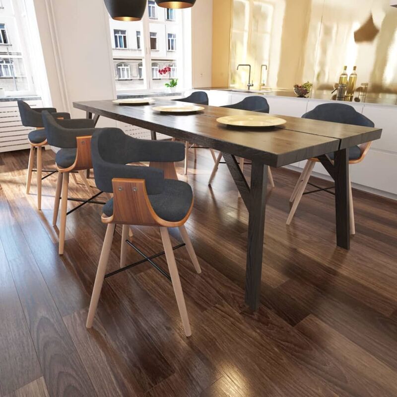 

Sillas de comedor 6 unidades madera curvada y tela gris oscuro - Gris