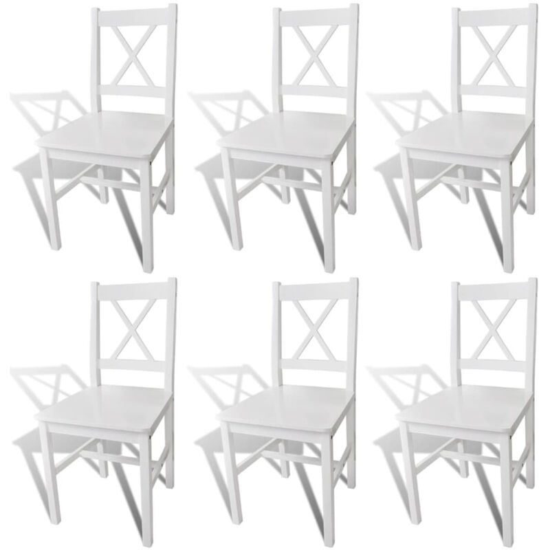 

Sillas de comedor 6 unidades madera de pino blancas