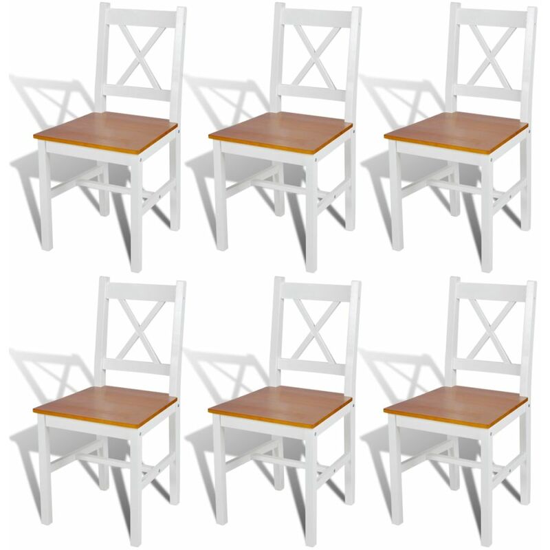 

Sillas de comedor 6 unidades madera de pino blancas