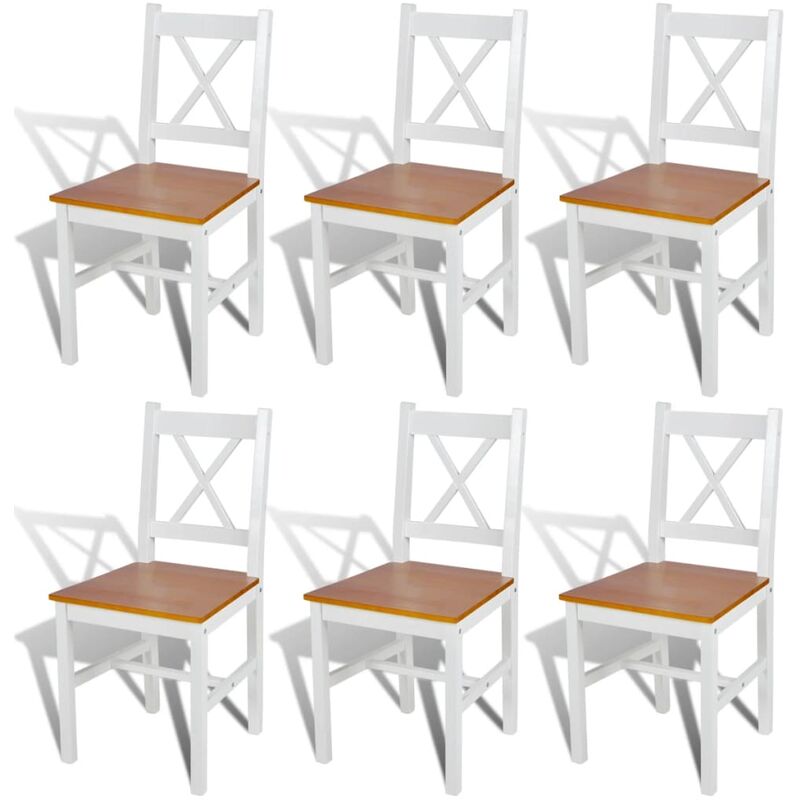 

Sillas de comedor 6 unidades madera de pino blancas - Marrón