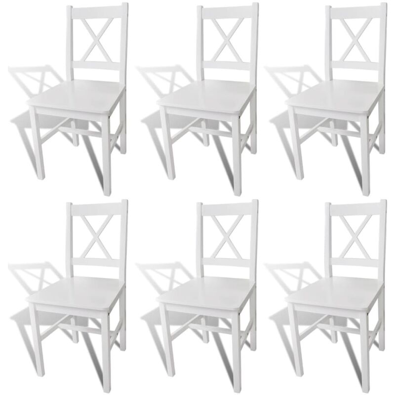 

Sillas de comedor 6 unidades madera de pino blancas - Blanco
