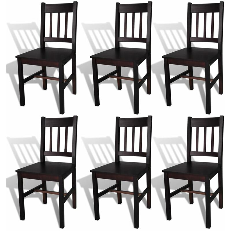 

Sillas de comedor 6 unidades madera de pino marrón oscuro - Marrón