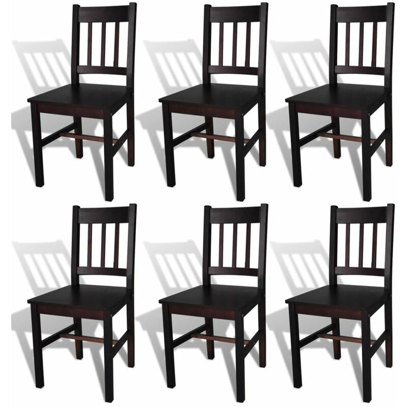 

Happyshopping - Sillas de comedor 6 unidades madera de pino marron oscuro