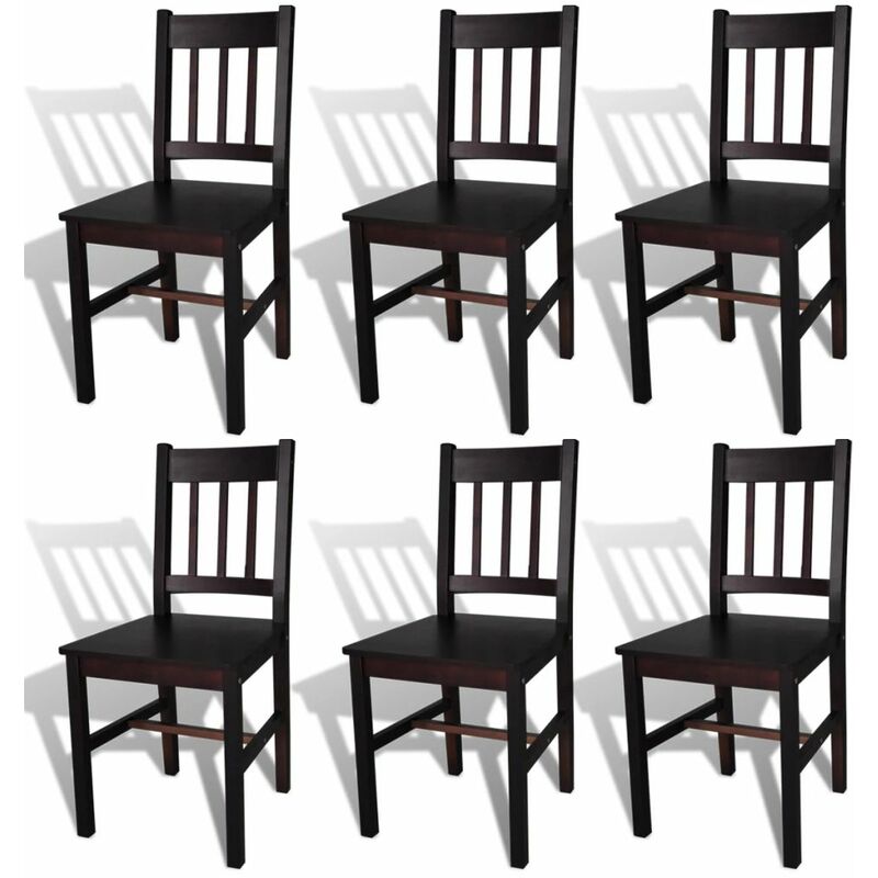 

Sillas de comedor 6 unidades madera de pino marrón oscuro