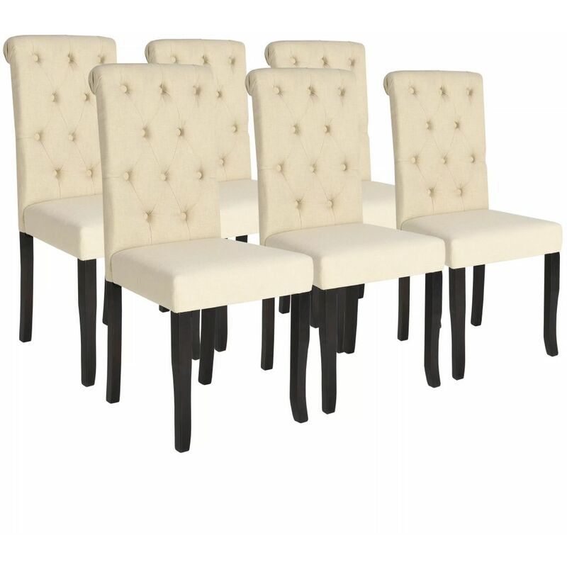 

Happyshopping - Sillas de comedor 6 unidades madera maciza crema