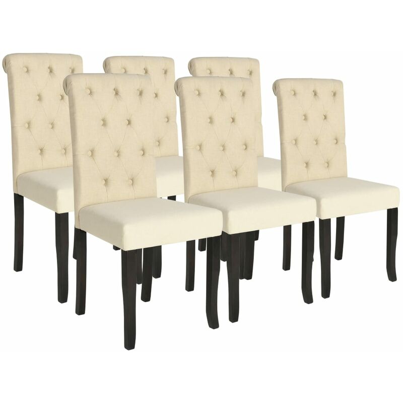 

Youthup - Sillas de comedor 6 unidades madera maciza crema - Crema