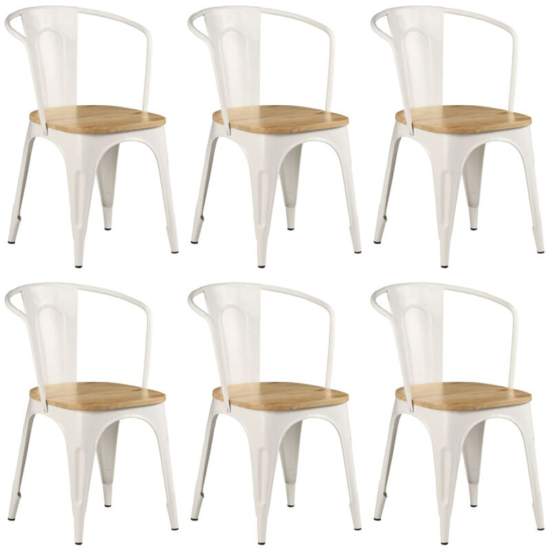 

Happyshopping - Sillas de comedor 6 unidades madera maciza de mango blanco