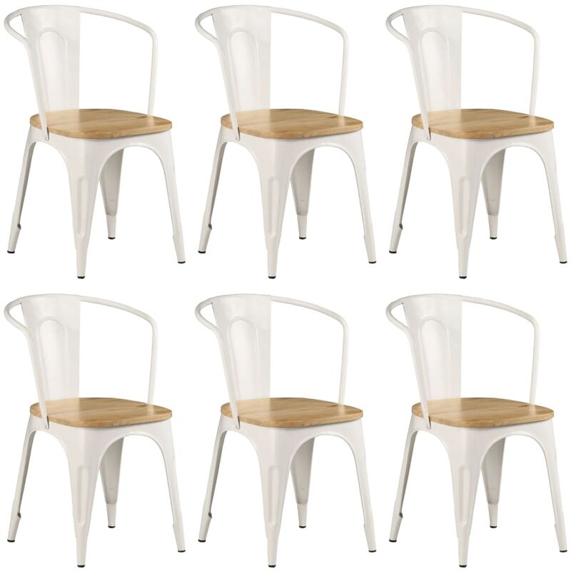 

Sillas de comedor 6 unidades madera maciza de mango blanco