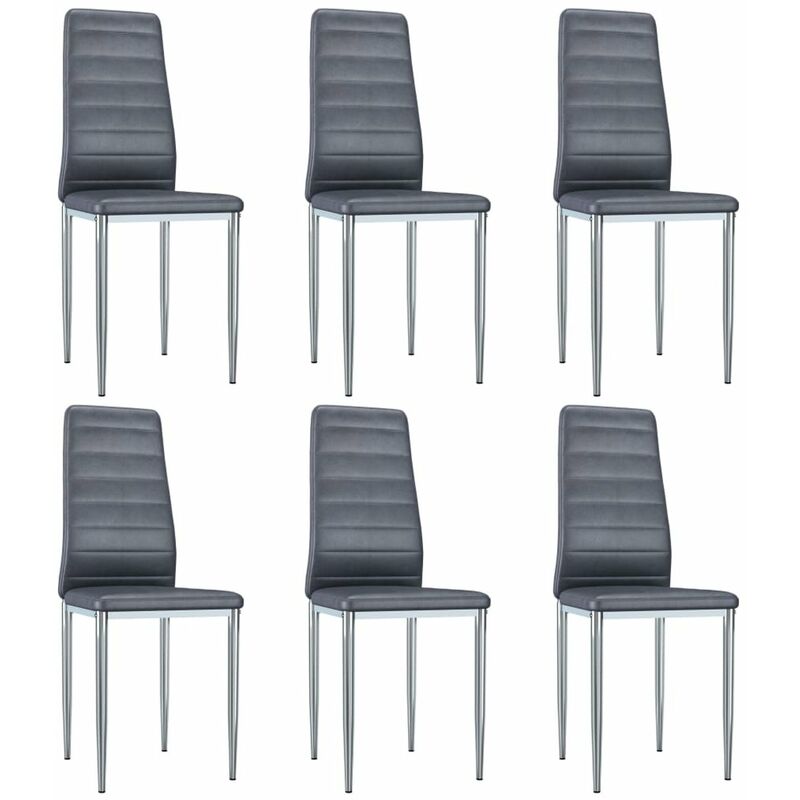 

Happyshopping - Sillas de comedor 6 unidades piel de ante artificial gris