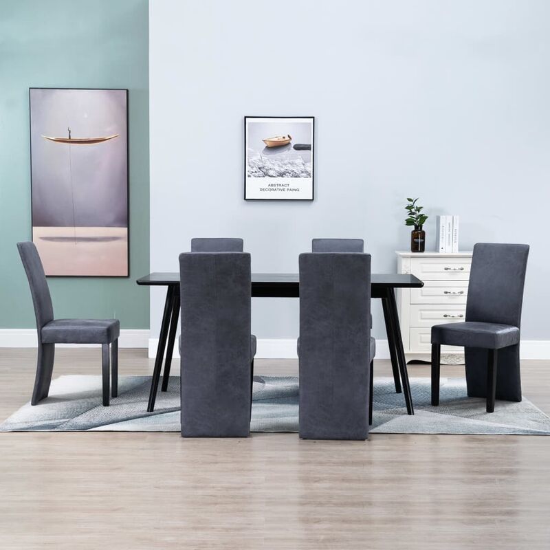 

Sillas de comedor 6 unidades piel de ante artificial gris