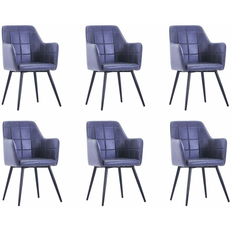 

Happyshopping - Sillas de comedor 6 unidades piel de ante artificial gris