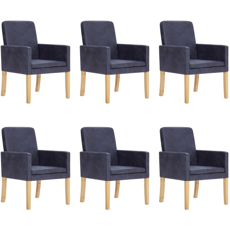 

BHD - Sillas de comedor 6 unidades piel de ante artificial gris