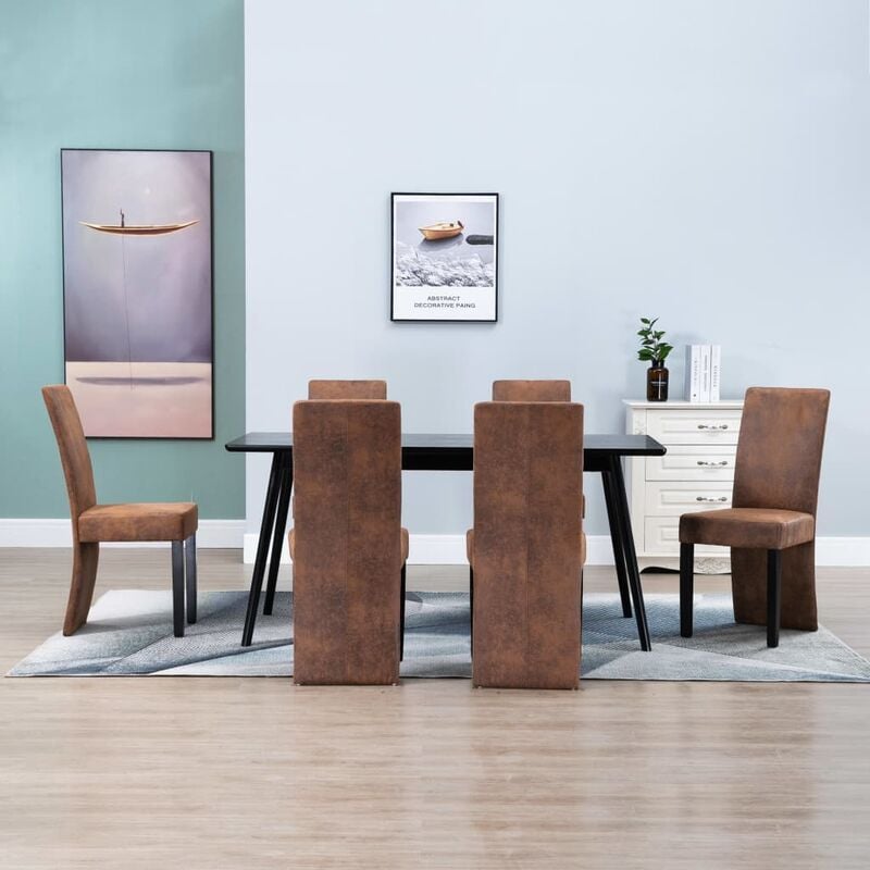 

Sillas de comedor 6 unidades piel de ante artificial marrón - Marrón