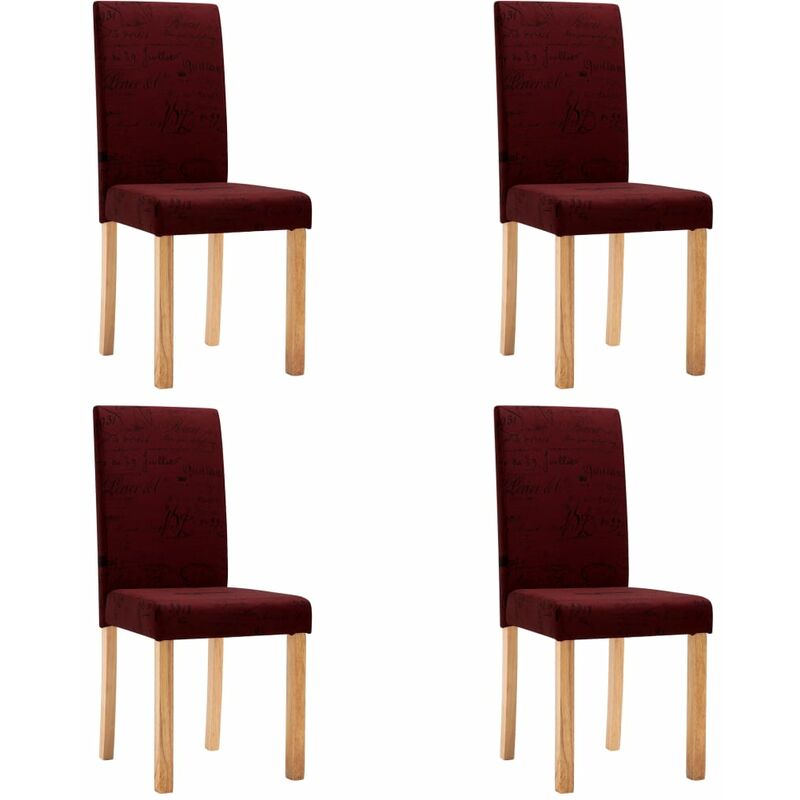 

vidaXL Sillas de Comedor Tela 4 Unidades Vino Tinto - Rojo