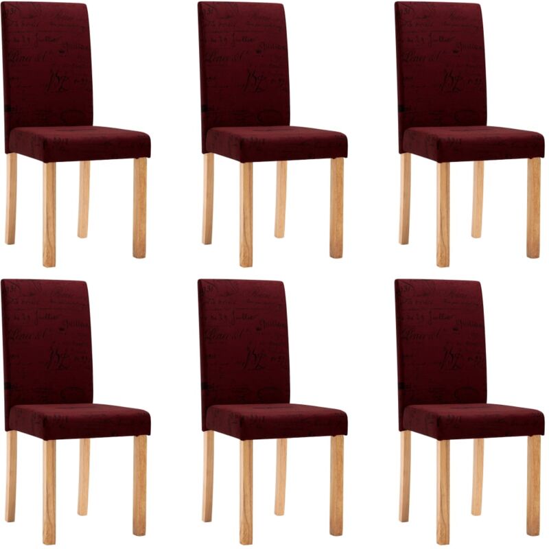 

Sillas de Comedor Tela 6 Unidades Vino Tinto - Rojo - Vidaxl
