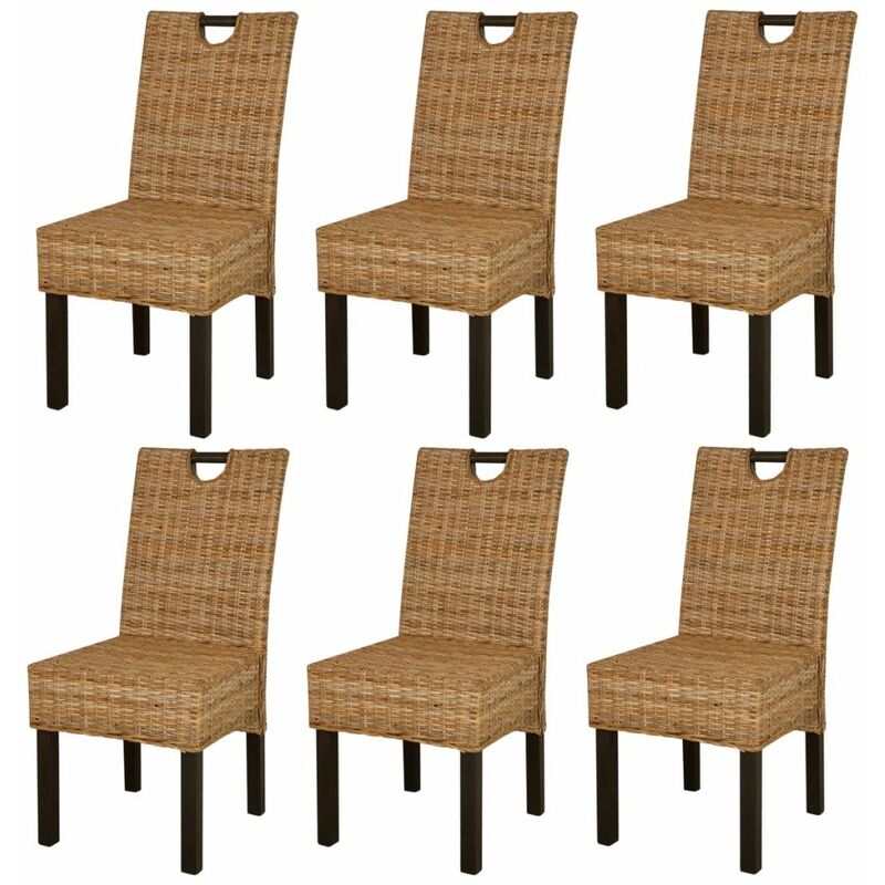 

Sillas de comedor 6 unidades ratán kubu madera de mango