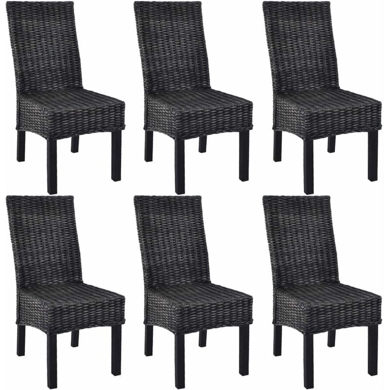 

Sillas de comedor 6 unidades ratán Kubu y madera mango negro