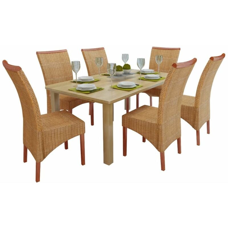 

BHD - Sillas de comedor 6 unidades ratán marrón natural