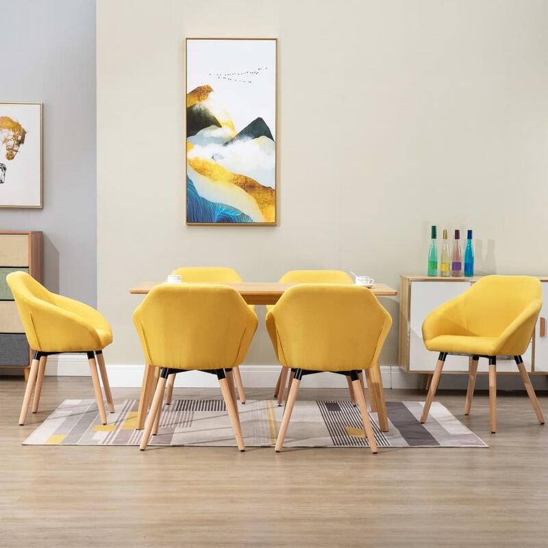 

Sillas de comedor 6 unidades tela amarilla