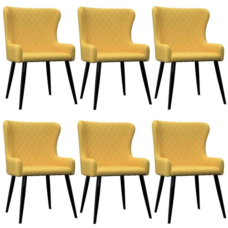 

Sillas de comedor 6 unidades tela amarillo