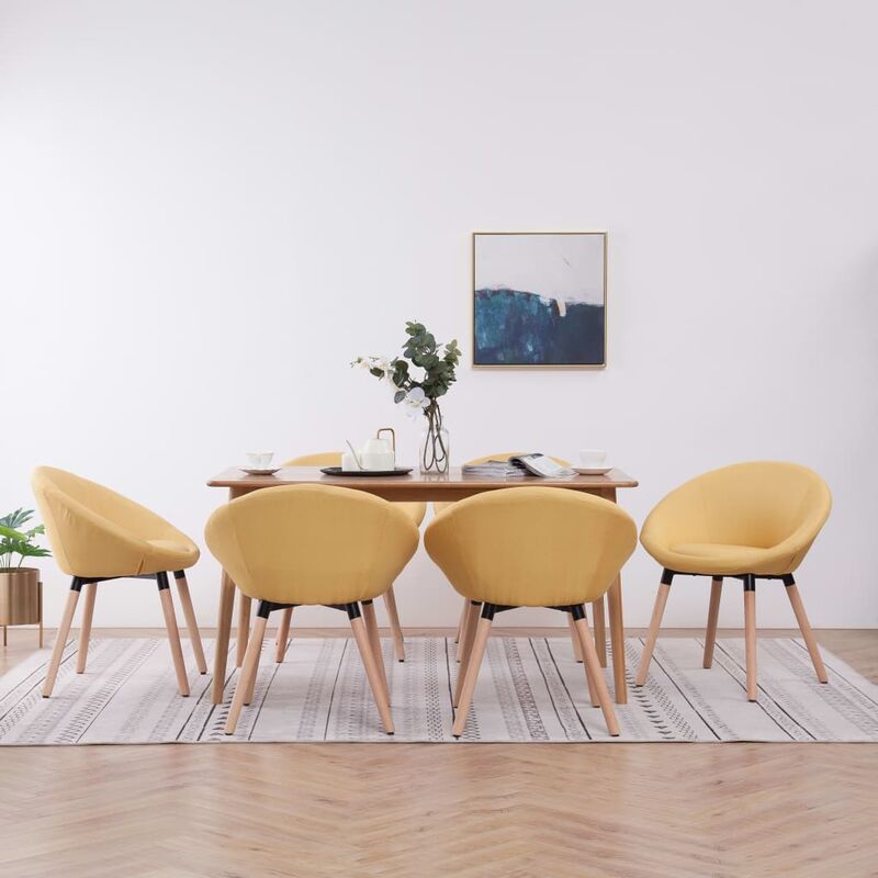 

Sillas de comedor 6 unidades tela amarillo