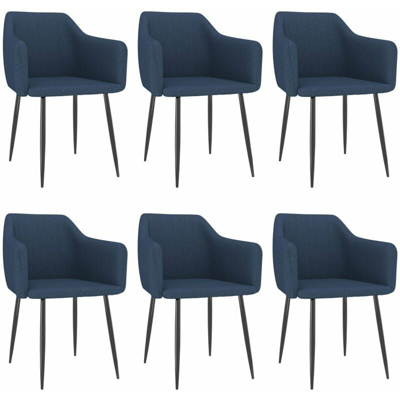 

Sillas de comedor 6 unidades tela azul