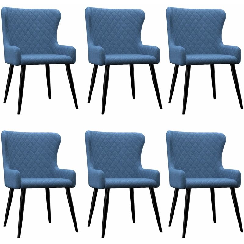 

Sillas de comedor 6 unidades tela azul
