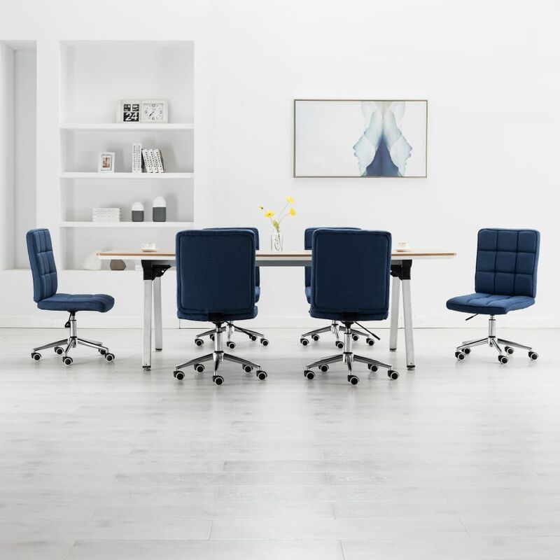 

Sillas de comedor 6 unidades tela azul