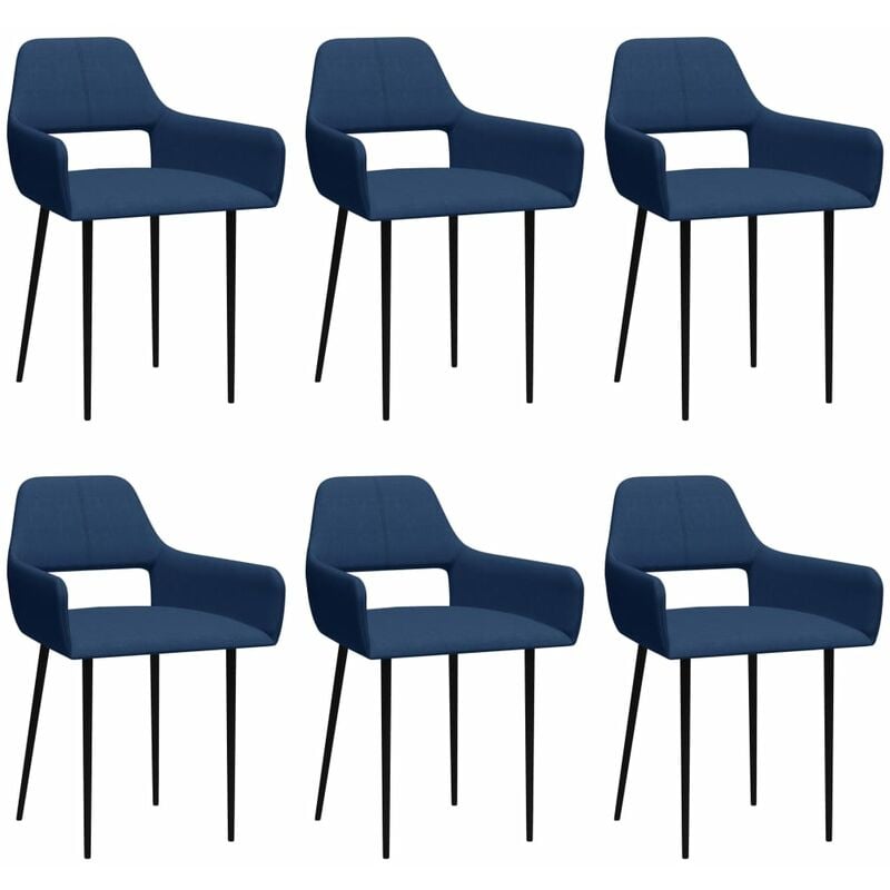 

Sillas de comedor 6 unidades tela azul