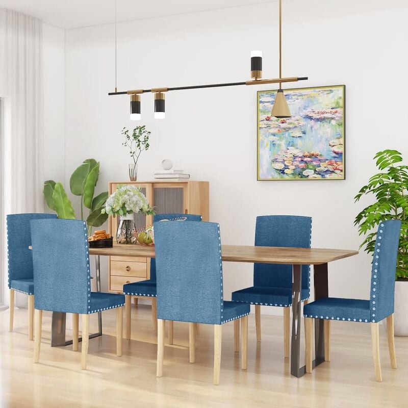 

Sillas de comedor 6 unidades tela azul