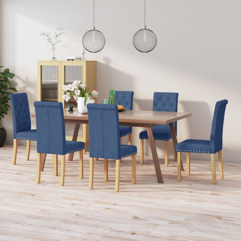 

Sillas de comedor 6 unidades tela azul