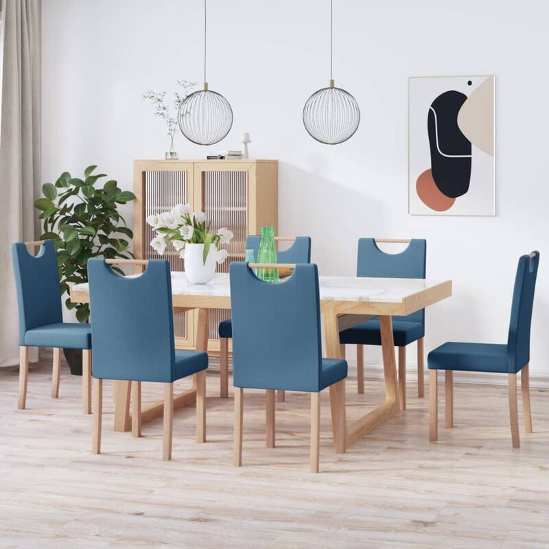 

Sillas de comedor 6 unidades tela azul