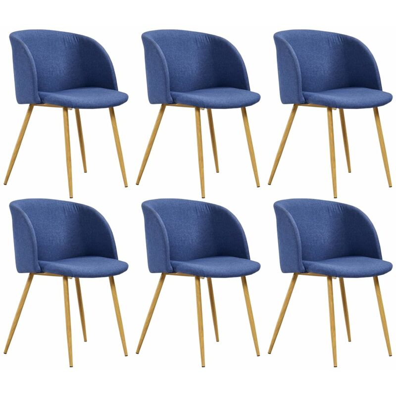 

vidaXL Sillas de comedor 6 unidades tela azul - Azul