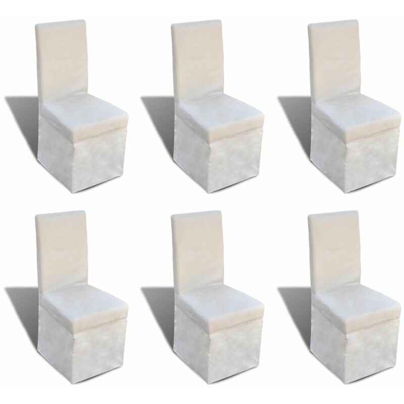 

Sillas de comedor 6 unidades tela blanco crema