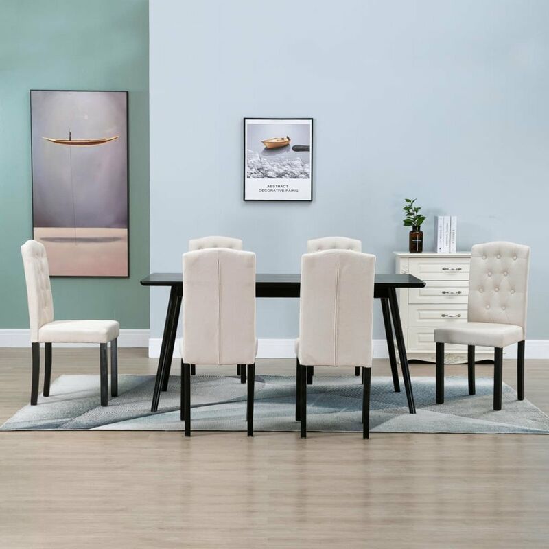 

Happyshopping - Sillas de comedor 6 unidades tela color crema