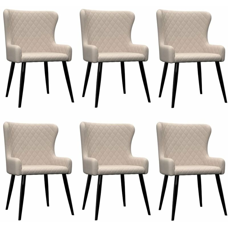

Happyshopping - Sillas de comedor 6 unidades tela color crema