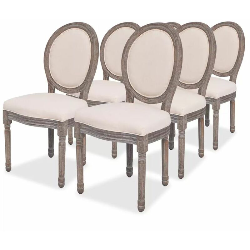 

Happyshopping - Sillas de comedor 6 unidades tela color crema