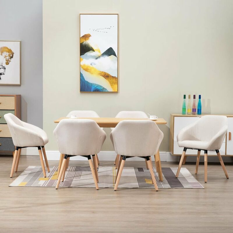 

Sillas de comedor 6 unidades tela color crema