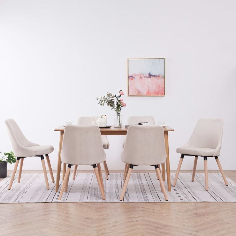 

Sillas de comedor 6 unidades tela color crema
