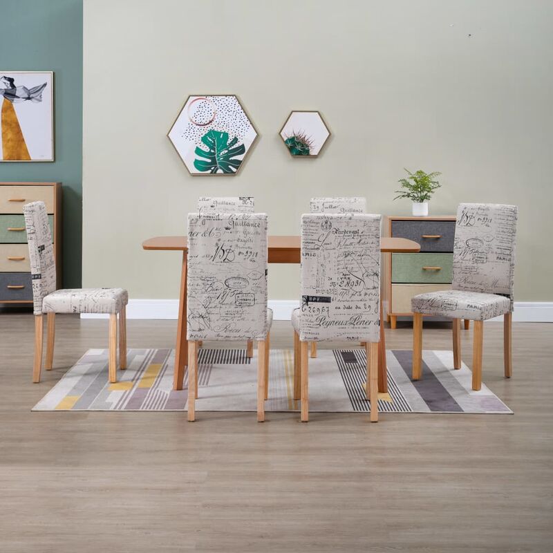 

Sillas de comedor 6 unidades tela color crema