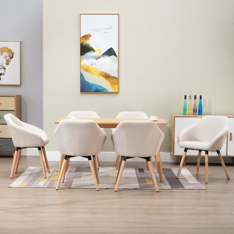 

Sillas de comedor 6 unidades tela color crema