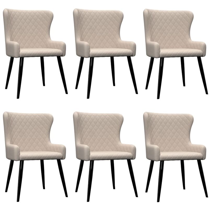

Sillas de comedor 6 unidades tela color crema